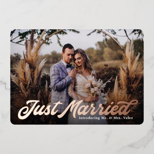 Retro Net Getrouwd Aankondiging Echt Folie Kop (Voorkant)