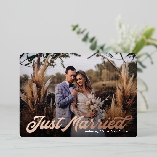 Retro Net Getrouwd Aankondiging Echt Folie Kop (Staand Voorkant)