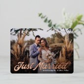 Retro Net Getrouwd Aankondiging Echte Folie Kop (Staand Voorkant)