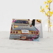 RETRO NET GETROUWD AUTO 1968 FAB FUNNY JUST MERRIE KAART (Gele Bloem)