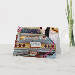 RETRO NET GETROUWD AUTO 1968 FAB FUNNY JUST MERRIE KAART