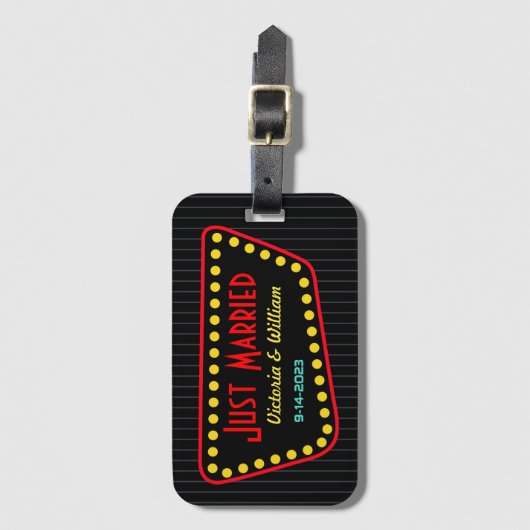 Retro net getrouwd bruiloft Bagagelabel cadeau (Voorkant (verticaal))