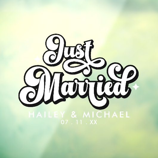 Retro net getrouwd bruiloft raamsticker (Vel 3)