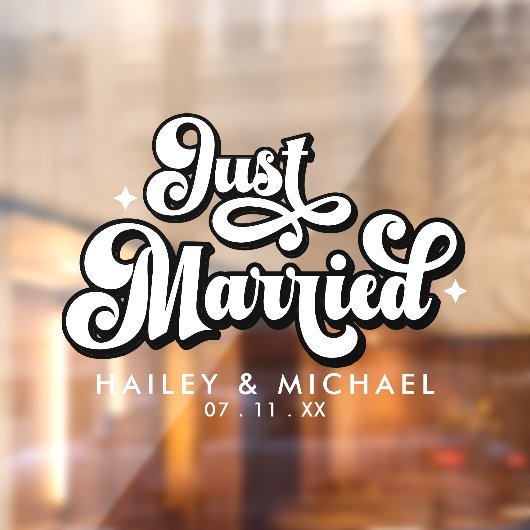 Retro net getrouwd bruiloft raamsticker (Vel 2)