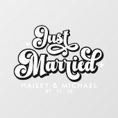 Retro net getrouwd bruiloft raamsticker (Vel)