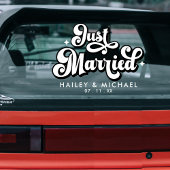 Retro net getrouwd bruiloft raamsticker