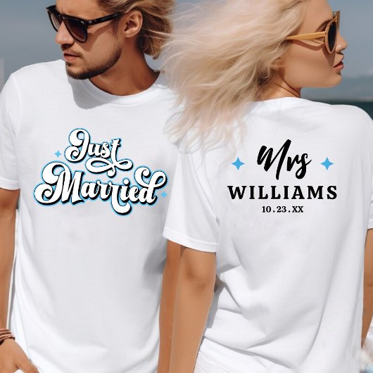 Retro Net Getrouwd Meneer en Mevrouw Blauw Zwart & T-shirt