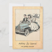  retro net getrouwd met grillige komische bruiloft kaart (Voorkant)