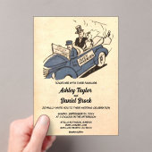  retro net getrouwd paar komische bruiloft acryl uitnodigingen (Insitu (Draagbaar))