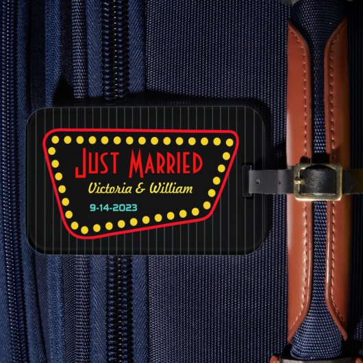 Retro Net Getrouwd Trouw Bagage Label Cadeau (Voorkant Insitu 4)