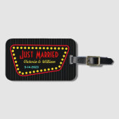 Retro Net Getrouwd Trouw Bagage Label Cadeau (Voorkant (horizontaal))