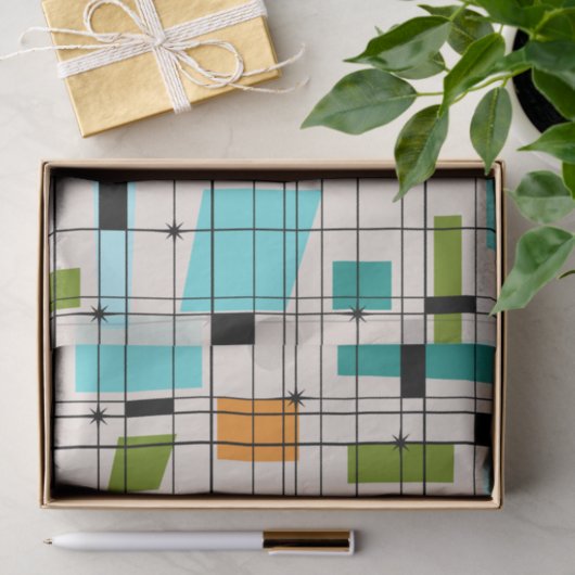 Retro Net & Papieren zakdoekje Starbursts Tissuepapier (Geschenk)