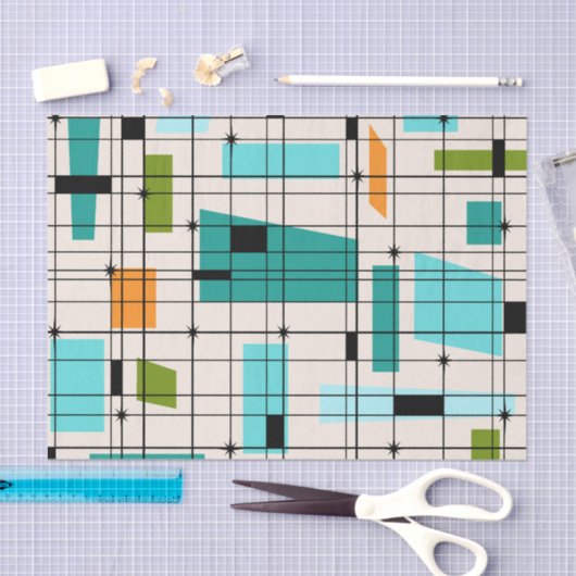 Retro Net & Papieren zakdoekje Starbursts Tissuepapier (Craft)