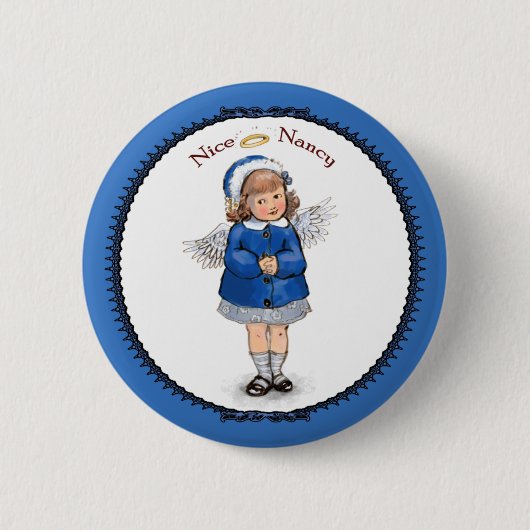 Retro Nette Nancy Ronde Button 5,7 Cm (Voorkant)