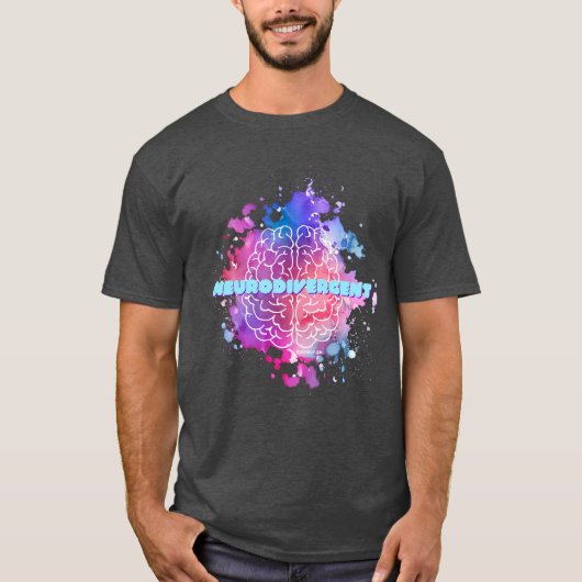 Retro NeuroDivergent Paint Splatter Brain Shirt (Voorkant)