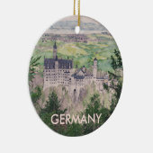 Retro Neuschwanstein kasteel in Duitsland Keramisch Ornament (Rechts)