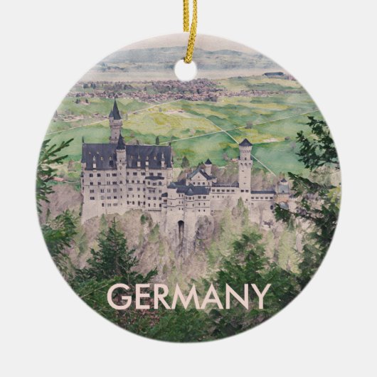 Retro Neuschwanstein kasteel in Duitsland Keramisch Ornament (Voorkant)