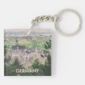 Retro Neuschwanstein kasteel in Duitsland Sleutelhanger (Achterkant)