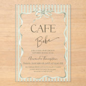 Retro Neutral Bow Cafe Bebe Coffee Baby Shower Acryl Uitnodigingen (Voorkant)