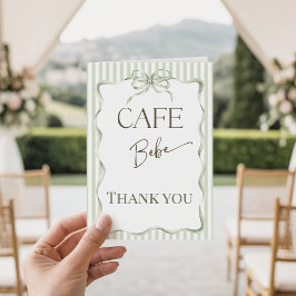 Retro Neutral Bow Cafe Bebe Coffee Baby Shower Bedankkaart