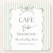 Retro Neutral Bow Cafe Bebe Coffee Baby Shower Kartonnen Onderzetters (Voorkant)