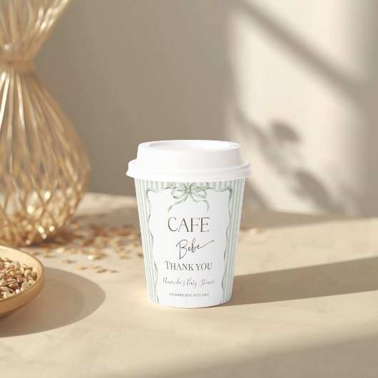 Retro Neutral Bow Cafe Bebe Coffee Baby Shower Papieren Bekers