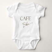 Retro Neutral Bow Cafe Bebe Coffee Baby Shower Romper (Voorkant)