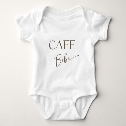 Retro Neutral Bow Cafe Bebe Coffee Baby Shower Romper (Voorkant)