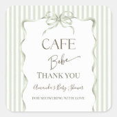 Retro Neutral Bow Cafe Bebe Coffee Baby Shower Vierkante Sticker (Voorkant)
