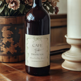 Retro Neutral Bow Cafe Bebe Coffee Baby Shower Wijn Etiket