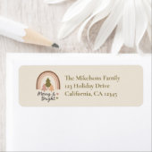 Retro Neutral Rainbow Merry & Bright Etiket (Insitu)