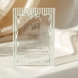 Retro Neutrale Boog Cafe Bebe Koffie Baby Shower Acryl Uitnodigingen