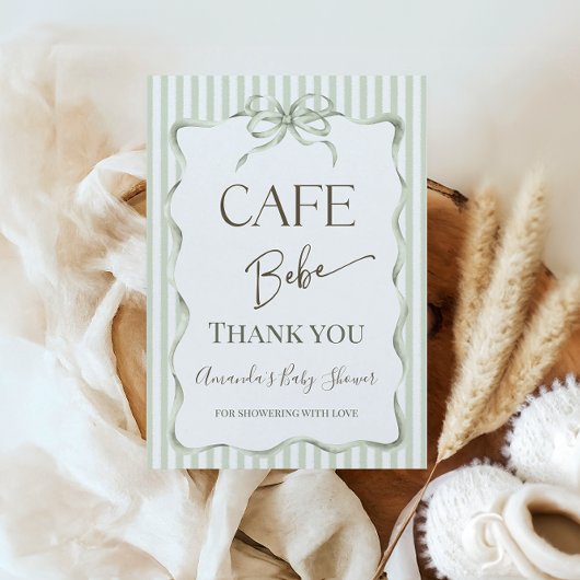 Retro Neutrale Boog Cafe Bebe Koffie Baby Shower Bedankkaart