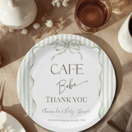 Retro Neutrale Boog Cafe Bebe Koffie Baby Shower Papieren Bordje