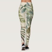 Retro Neutrale Salie Floral Varen Botanisch Blad Leggings (Achterkant)