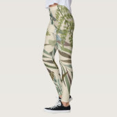 Retro Neutrale Salie Floral Varen Botanisch Blad Leggings (Links)