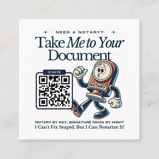 Retro Nevada Notaris Openbare QR Code Fun Vierkante Visitekaartje (Voorkant)