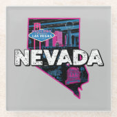 Retro Nevada Silhouet Glazen Onderzetter (Voorkant)