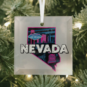 Retro Nevada Silhouette Glas Ornament