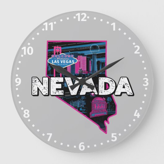 Retro Nevada Silhouette Grote Klok (Voorkant)