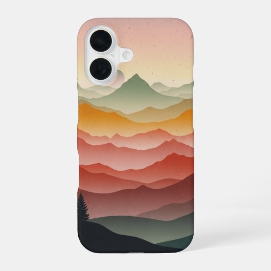 Retro Nevelbergen iPhone 16 Hoesje (Achterkant)