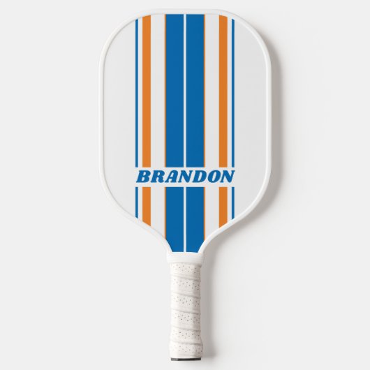 Retro New Amsterdam Board Strepen met Naam Pickleball Paddle (Voorkant)