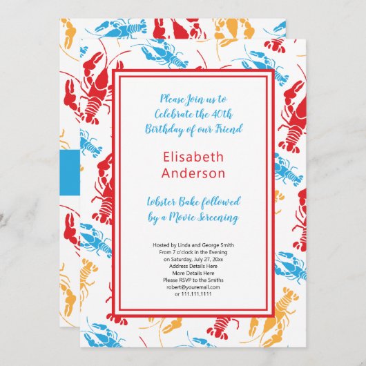 Retro New England Lobster Bake Party Kaart (Voorkant / Achterkant)