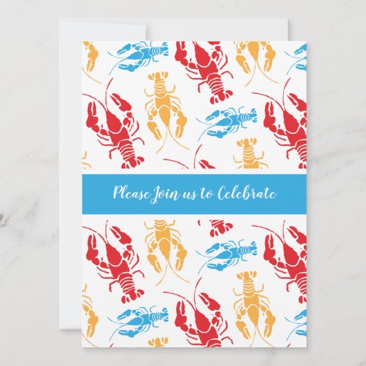 Retro New England Lobster Bake Party Kaart (Achterkant)