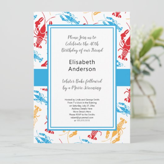 Retro New England Lobster Bake Party Kaart (Staand voorkant)