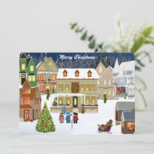 Retro New England Village Fotosjabloon Kerstmis Feestdagenkaart (Staand voorkant)