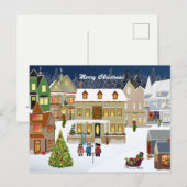 Retro New England Village kerstpostkaart Briefkaart (Voorkant / Achterkant)