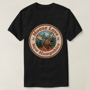 Retro New Hampshire Badge_ Eland met Berg T-shirt