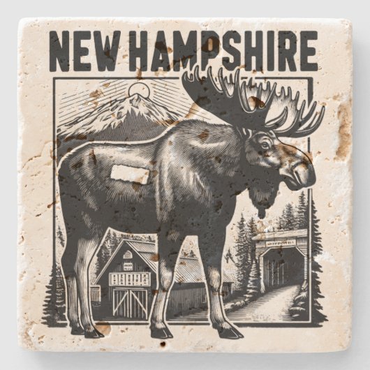 Retro New Hampshire Stenen Onderzetter (Voorkant)