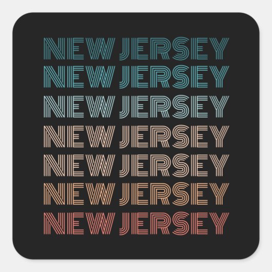 Retro New Jersey  Amerikaanse Staten Gifts Vierkante Sticker (Voorkant)